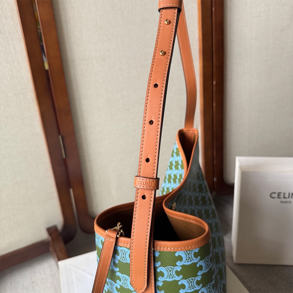 Ce1i*e SOFT SHOPPER BAG IN TRIOMPHE CANVAS AND CALFSKIN(HIGH-END GRADE)