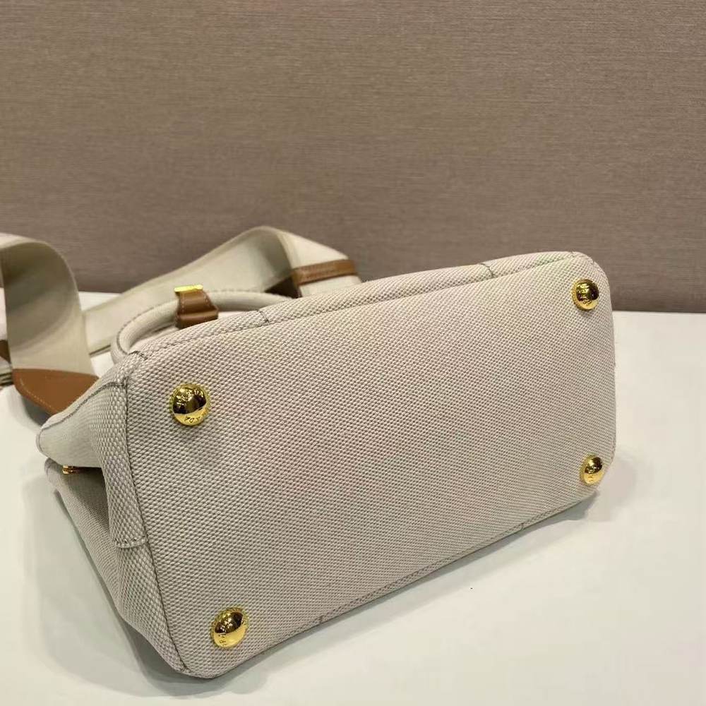 Pra*a Jardinière cotton canvas mini-bag(HIGH-END GRADE)