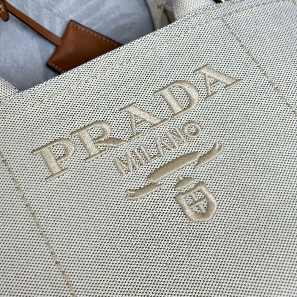 Pra*a Jardinière large cotton canvas handbag(HIGH-END GRADE)