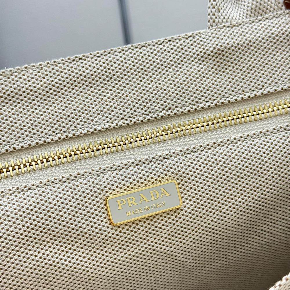 Pra*a Jardinière large cotton canvas handbag(HIGH-END GRADE)