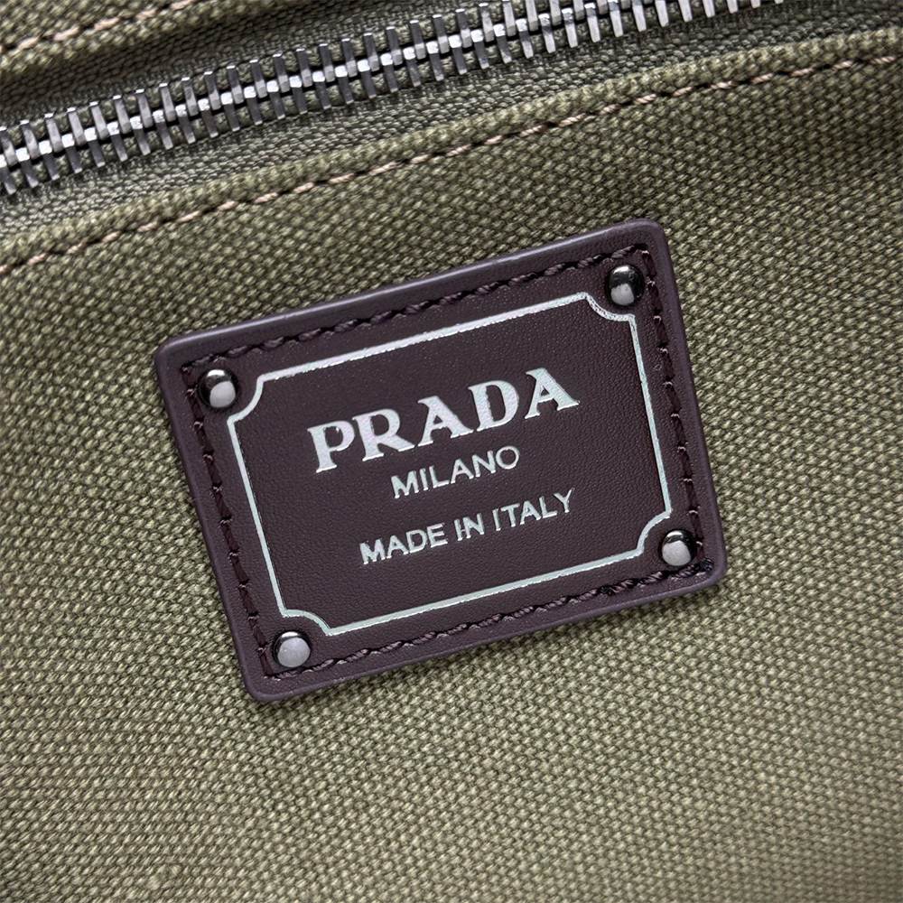 Pra*a Route mini canvas and leather bucket bag(HIGH-END GRADE)