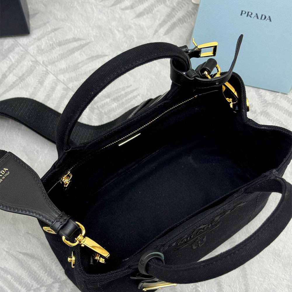 Pra*a Jardinière small cotton canvas handbag(HIGH-END GRADE)
