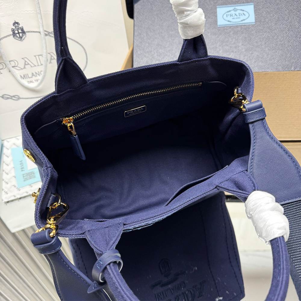 Pra*a Jardinière small cotton canvas handbag(HIGH-END GRADE)