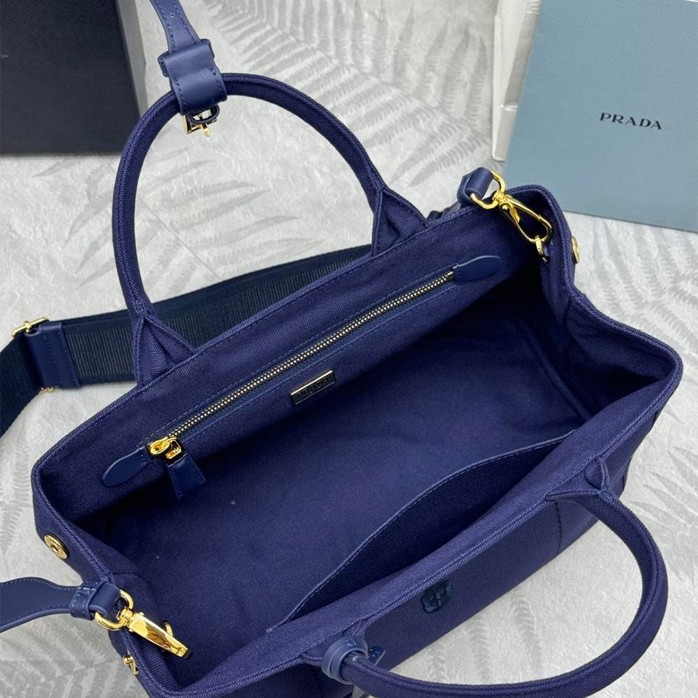 Pra*a Jardinière large cotton canvas handbag(HIGH-END GRADE)