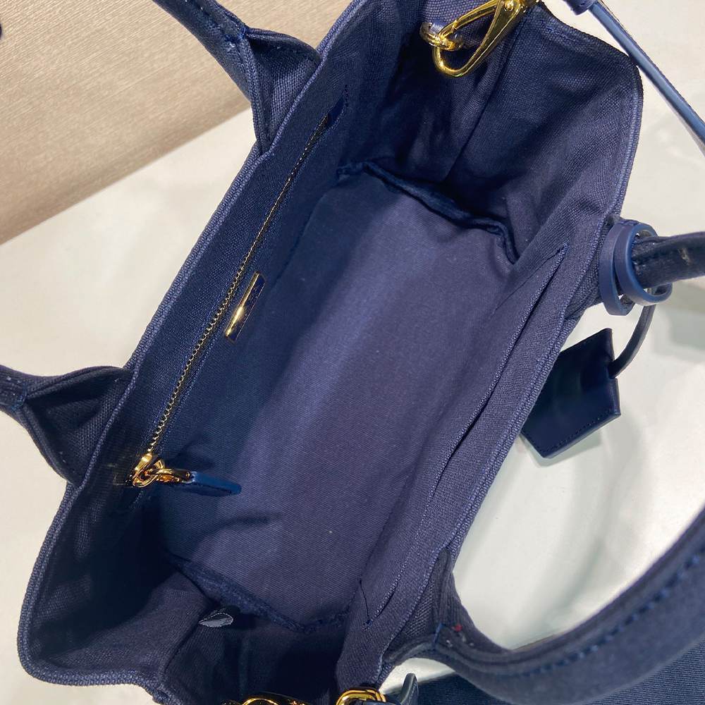 Pra*a Jardinière cotton canvas mini-bag(HIGH-END GRADE)